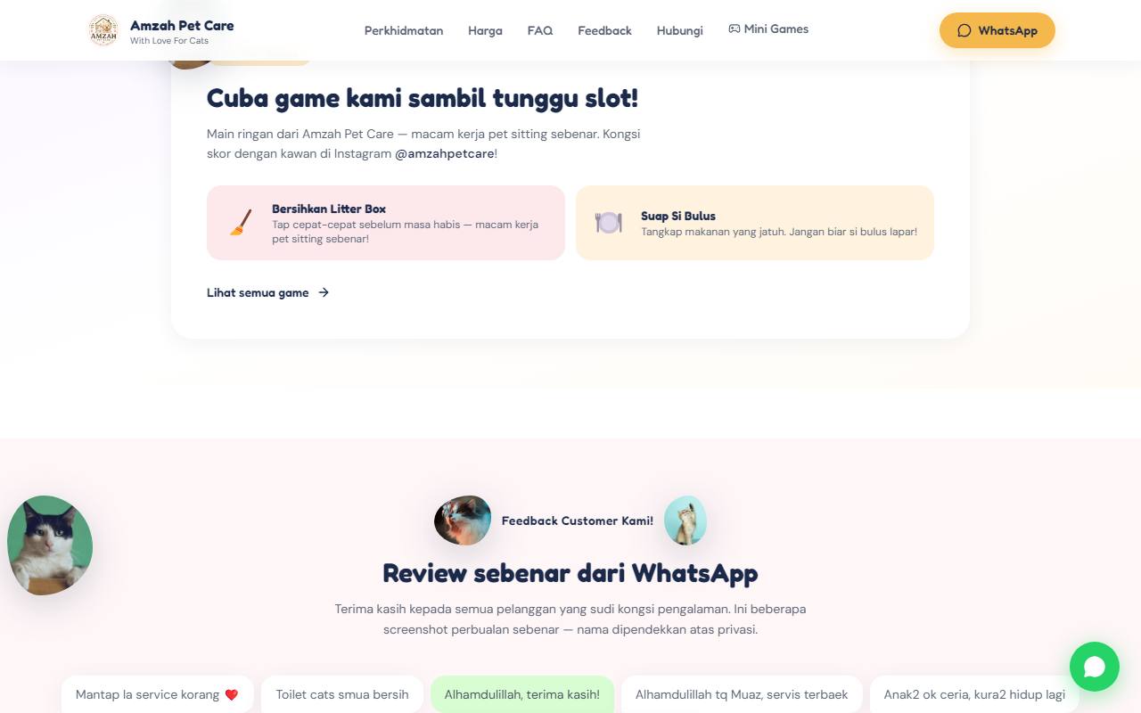 Mini Game section of the website