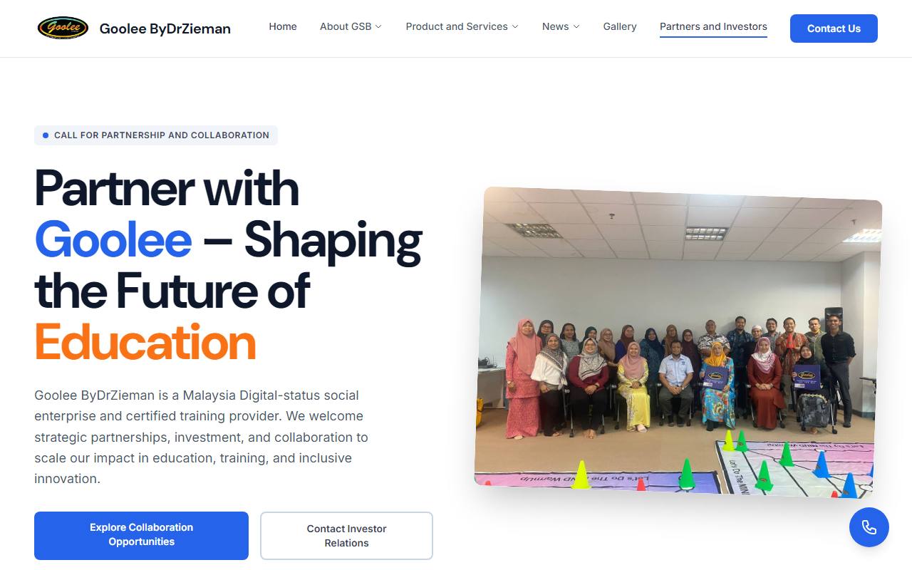 Original Goolee website: Partners & Investors page