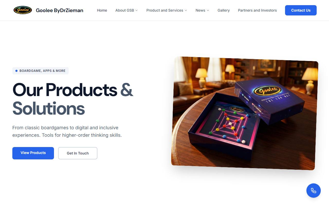 Original Goolee website: Products page